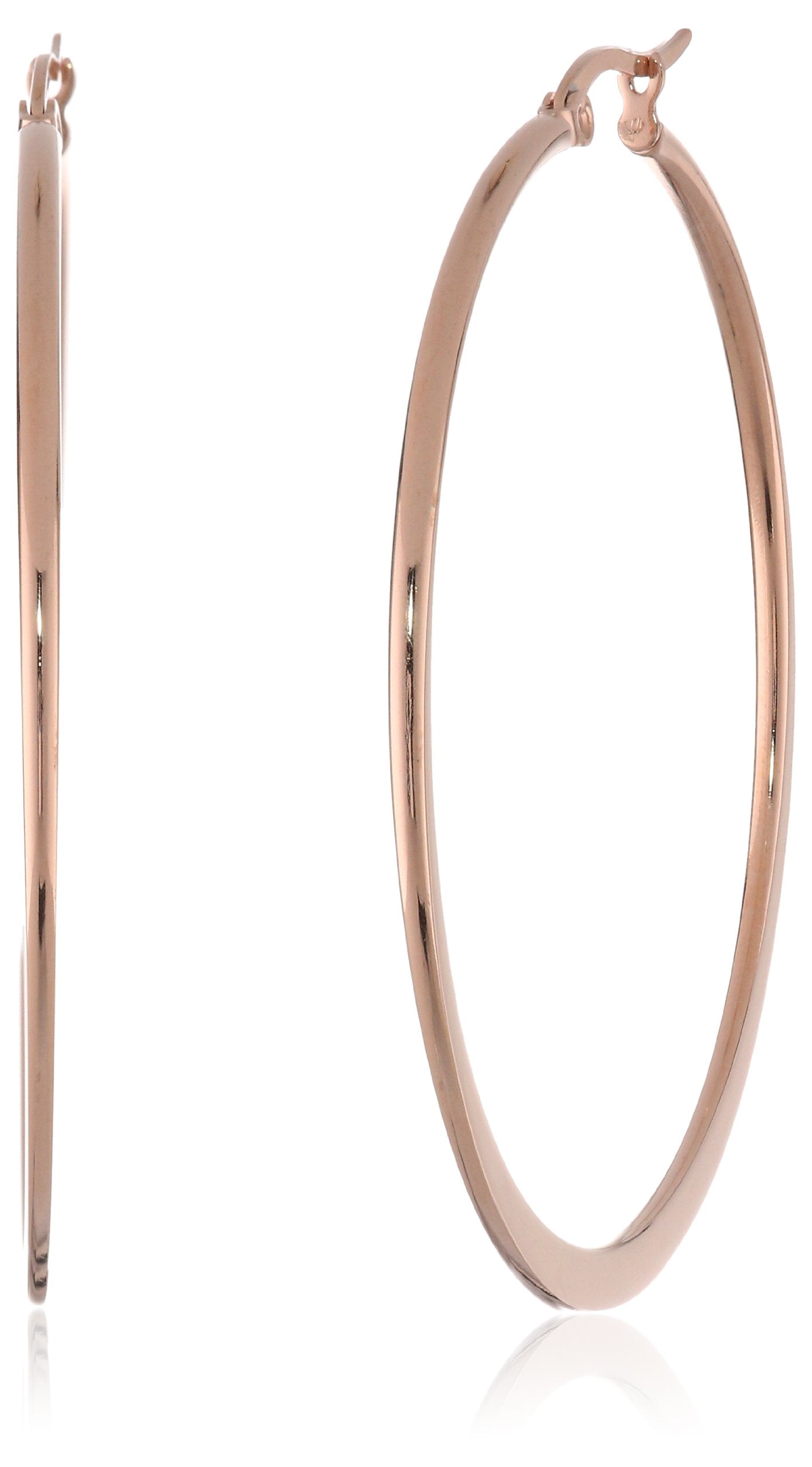 Amazon Essentials Gold Plated or Stainless Steel Flattened Hoop Earrings (previously Amazon Collection)